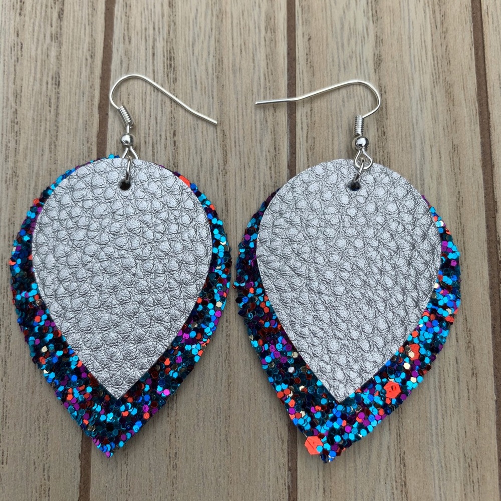 New! | Handmade Faux Leather Earrings Double